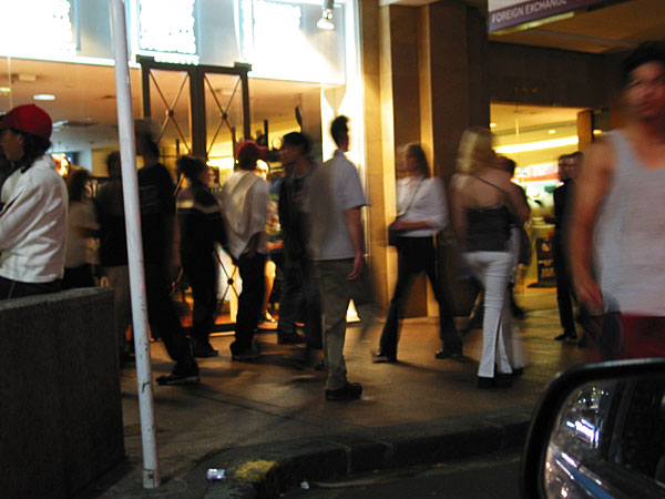 People in the street of night city, Auckland, New Zealand
