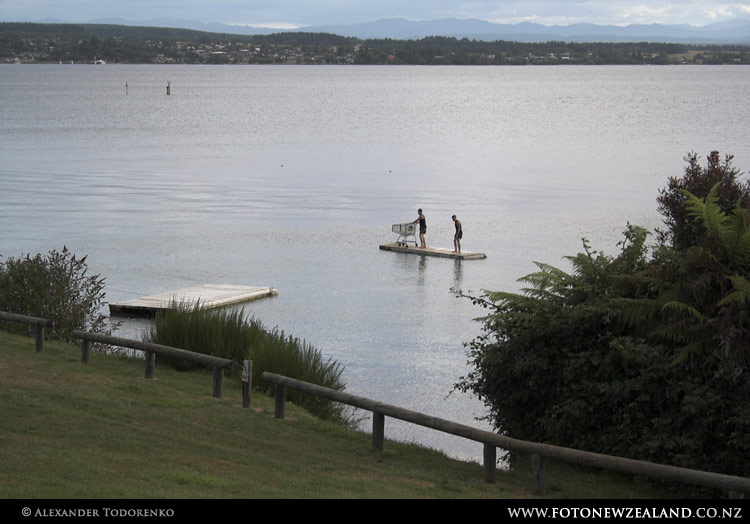 How people go shopping in Taupo, Lake Taupo, New Zealand