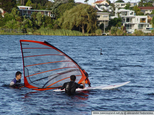 Windsurfers, Lake Pupuke, Auckland, New Zealand