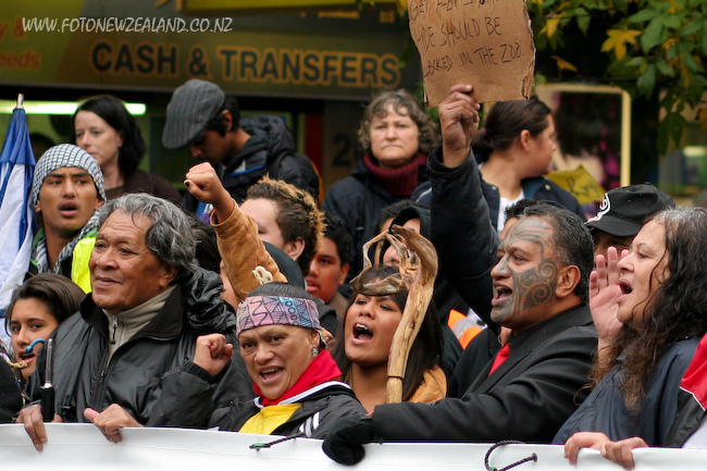 Maori protesters at hikoi in Auckland