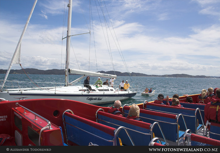 On the way back our pilots met some friends on a yacht, Bay of Islands, New Zealand