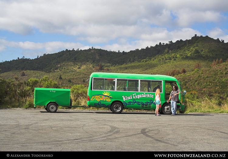 Our neat green KiwiEx East As bus, New Zealand