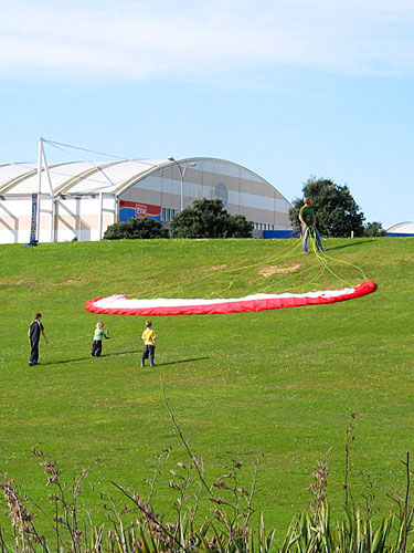 Airing the parachute, Unitec, Auckland, New Zealand