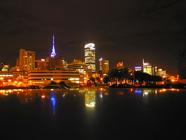 Night Auckland. View from Railway Station, Auckland, New Zealand