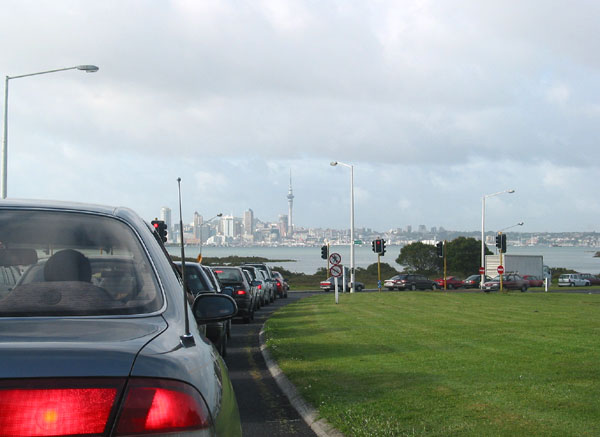 Morning traffic jams, North Shore, Auckland, New Zealand