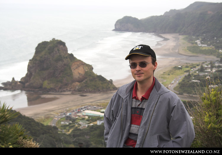Alex arrived to Piha Beach, Piha Beach, Auckland, New Zealand