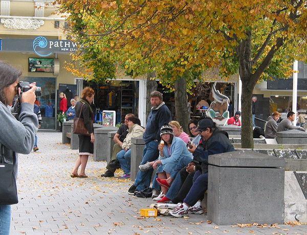 Peaceful flow of life at Cathedral Square, Christchurch, New Zealand