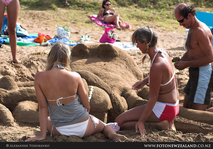 Sand castle competition in Paihia, Paihia, Bay of Islands, New Zealand