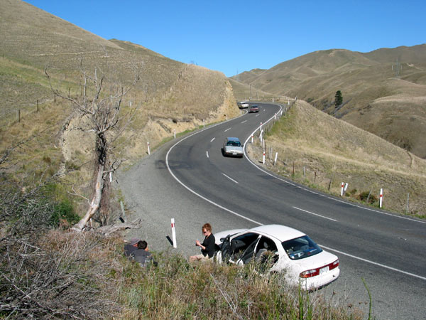 Picnic by the side of the road, Somewhere not too far from Blenheim, New Zealand