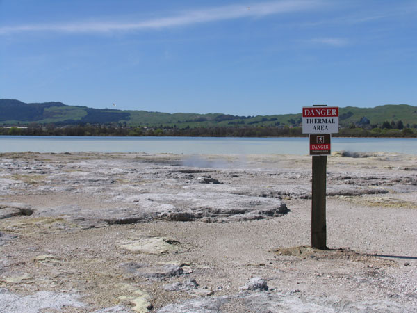 Danger. Thermal Zone. Lake Rotorua, Rotorua, New Zealand