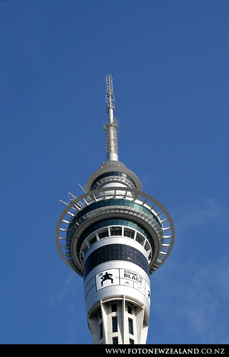 Sky Tower Stands In Black, Auckland, New Zealand
