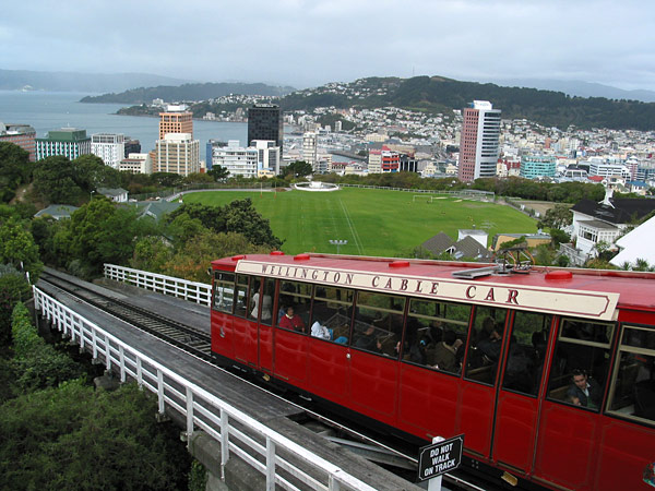 Classical view of Wellington from the top cable car station, Cable Car, Wellington, New Zealand