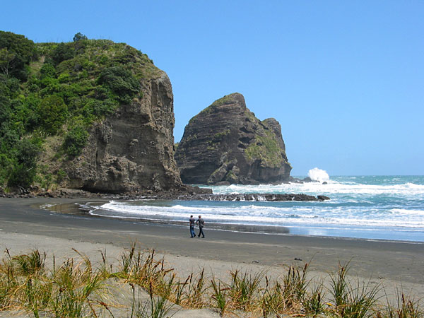 Piha Beach. Rocks, Auckland, New Zealand