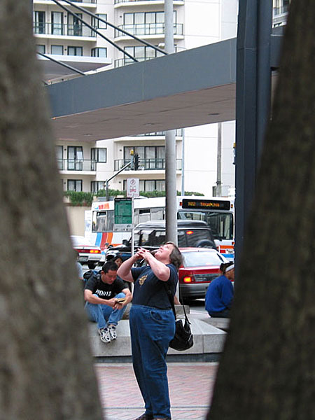 Woman amazed watching Sky Jump, Auckland, New Zealand