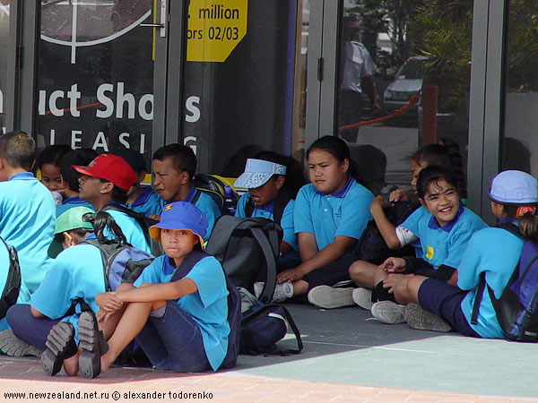 Children waiting for an excursion, America's Cup Village, Auckland, New Zealand