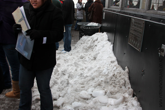 Snow at the observation deck of the Empire State Building