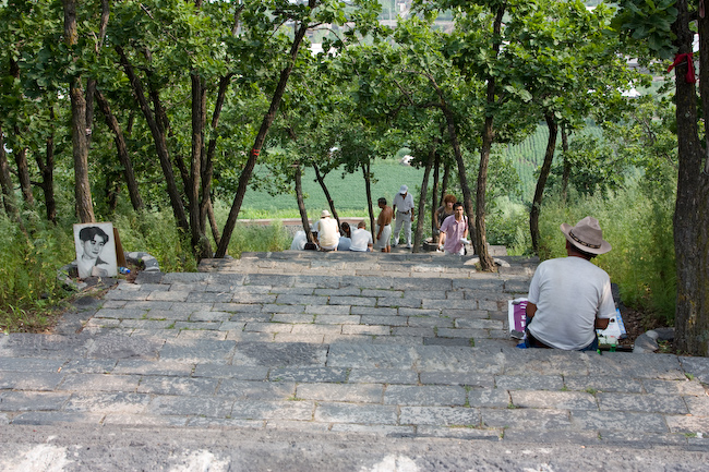 Stairway to Buddha temple in Wudalianchi